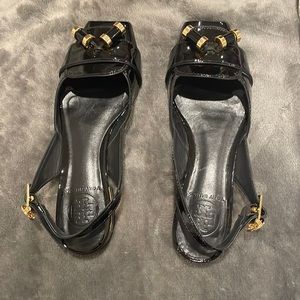 Tory Burch Natalie Patent leather. Size 6. Peep toe.  New in box.  Never worn.
